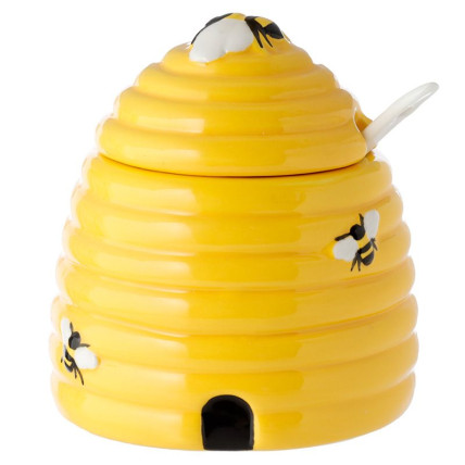 Dóza na med se lžičkou - Včelí úl žlutý